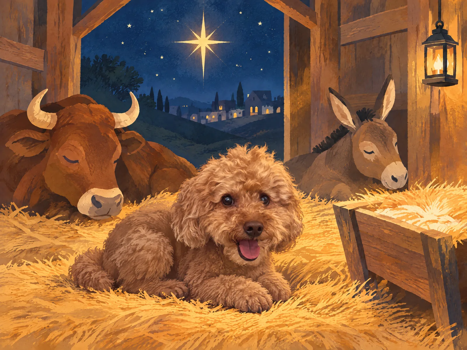 Momo in the stable, from The First Christmas